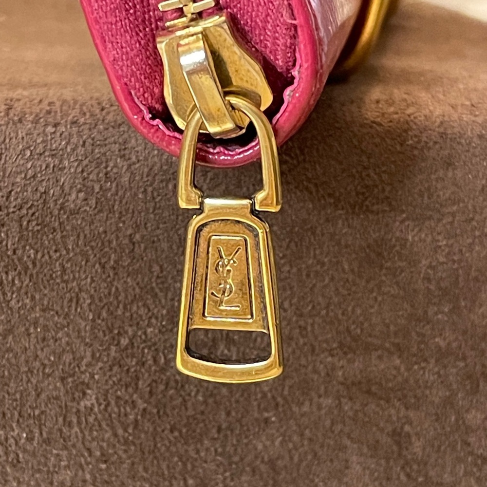 Euc!! Ysl Zip Around Wallet In Raspberry Patent L… - image 8